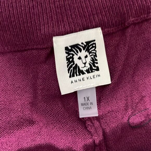 Anne Klein Womens Comfort Pants Wide Leg Stretch Merlot 1X - Picture 6 of 16